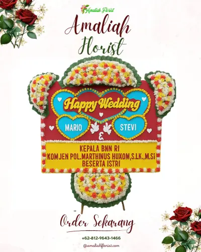 Karangan Papan Bunga Pernikahan di Sukamaju